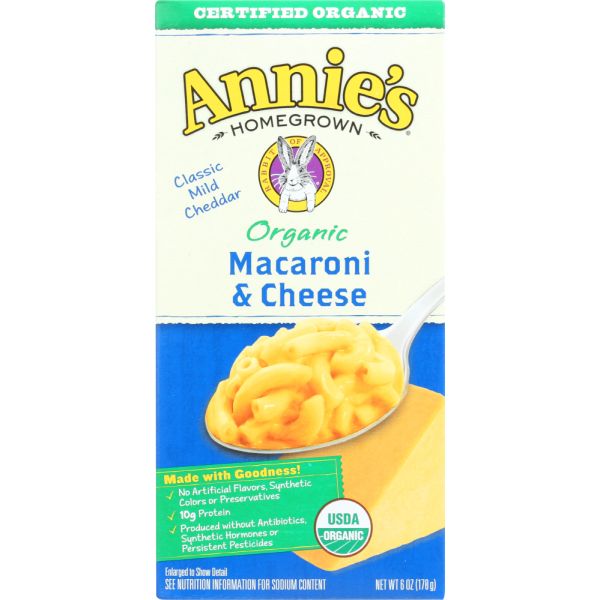 ANNIE'S HOMEGROWN: Organic Macaroni & Cheese Classic Mild Cheddar, 6 oz