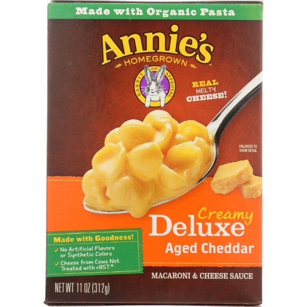 ANNIE'S HOMEGROWN: Creamy Deluxe Shells & Real Aged Cheddar Sauce, 11 Oz