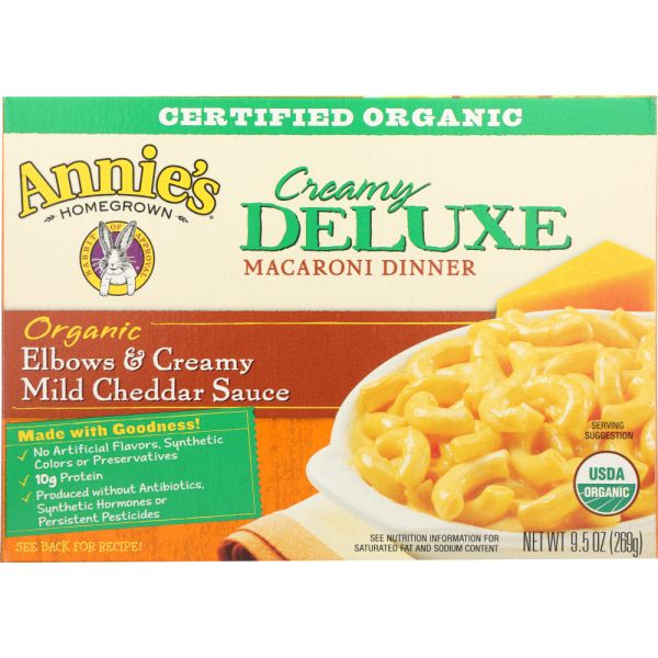 ANNIES HOMEGROWN: Mac and Cheese Elbows and Creamy Cheddar Sauce, 9.5 oz