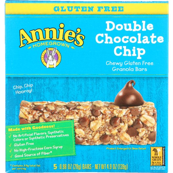 ANNIE'S HOMEGROWN: Double Chocolate Chip Granola Bars, 4.9 oz