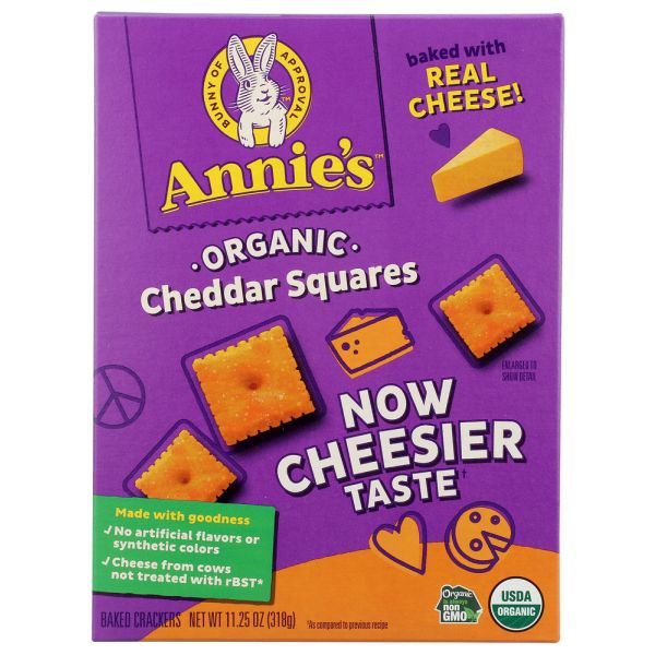 ANNIES HOMEGROWN: Organic Cheddar Squares Baked Snack Crackers, 11.25 oz