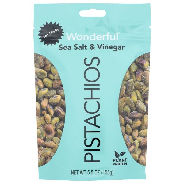 WONDERFUL PISTACHIOS: Sea Salt Vinegar No Shells, 5.5 oz
