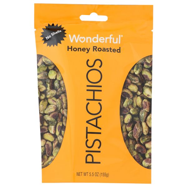 WONDERFUL PISTACHIOS: No Shells Honey Roasted Pistachios, 5.5 oz