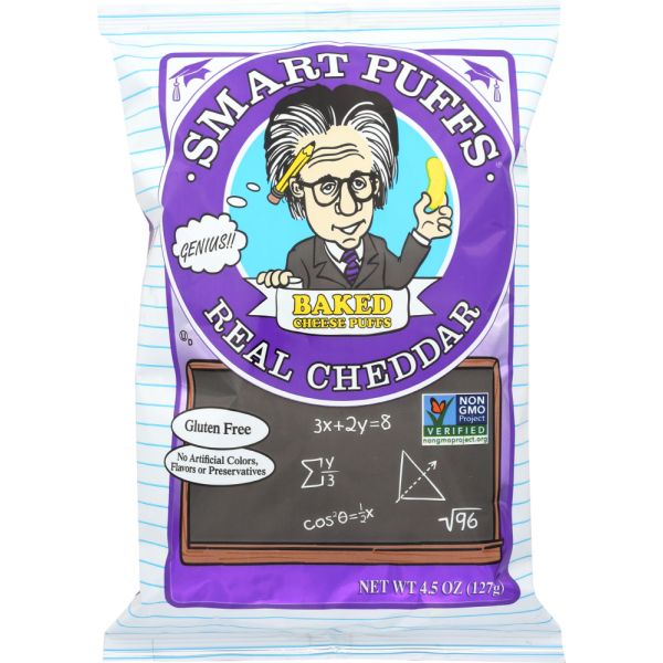 SMART PUFFS: Baked Cheese Puffs Real Wisconsin Cheddar, 4.5 Oz