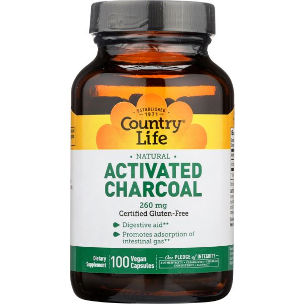 COUNTRY LIFE: Activated Charcoal 260 Mg, 100 vc