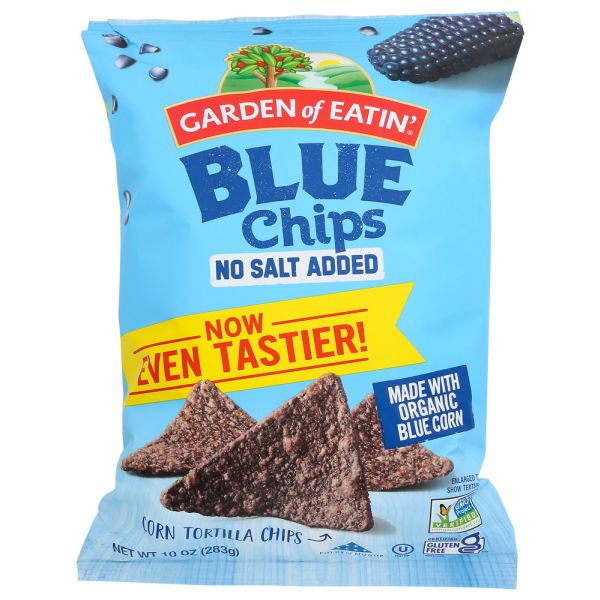 GARDEN OF EATIN: Blue Chips No Salt Added, 10 oz