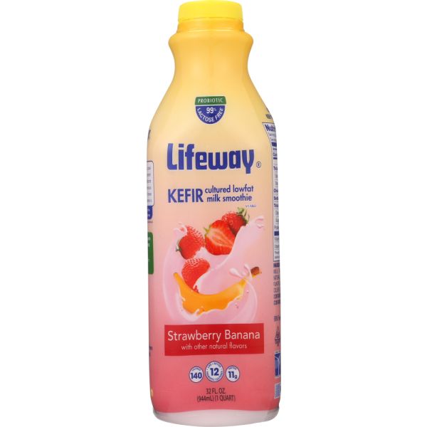 LIFEWAY: Kefir Cultured Milk Smoothie Strawberry-Banana, 32 oz