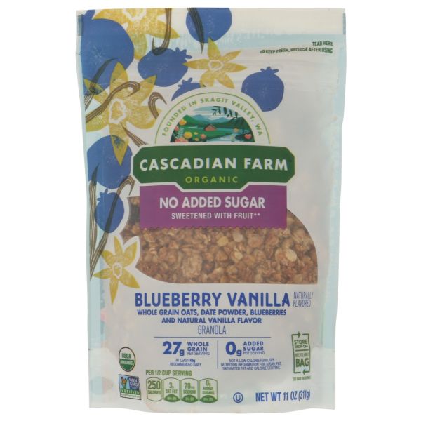 CASCADIAN FARM: No Added Sugar Blueberry Vanilla Granola Cereal, 11 oz