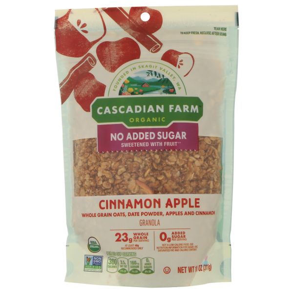 CASCADIAN FARM: Organic No Added Sugar Cinnamon Apple Granola Cereal, 11 oz