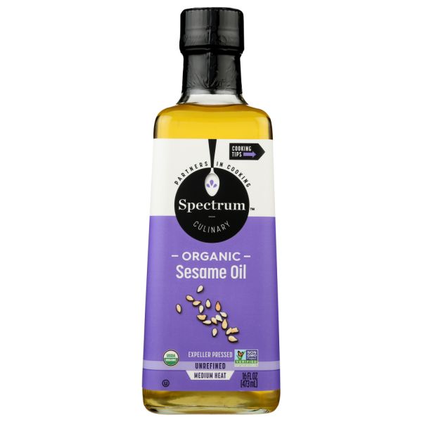 SPECTRUM NATURALS: Organic Sesame Oil Unrefined, 16 fo