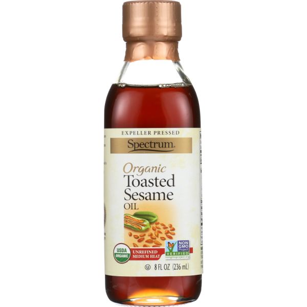 SPECTRUM NATURALS: Organic Toasted Sesame Oil Unrefined, 8 oz