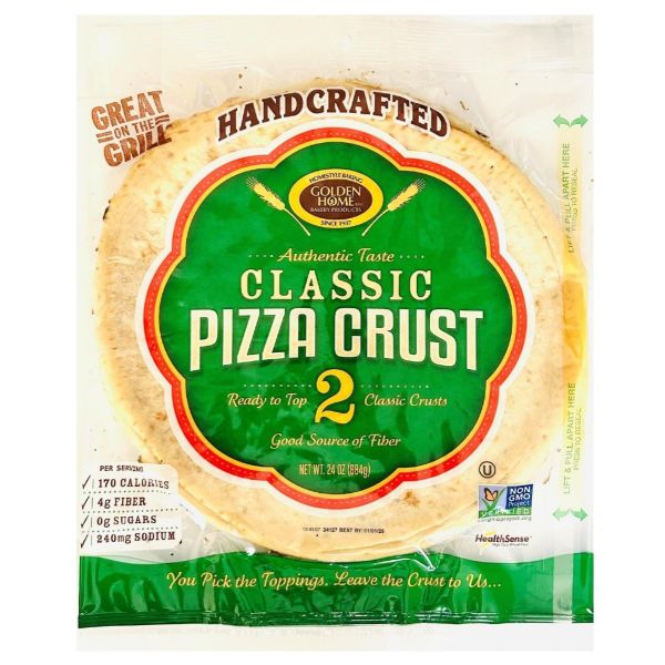 GOLDEN HOME: Classic White 12 inch 2 Count Pizza Crust, 24 oz