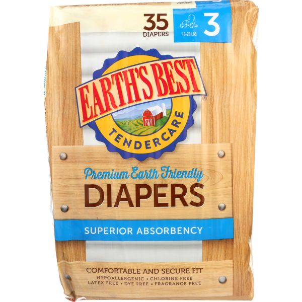 EARTHS BEST: Diaper Stage 3 16-28 lb, 35 pc