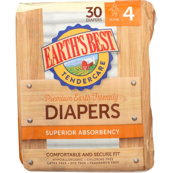 EARTHS BEST: Diaper Stage 4 22-37 lb, 30 pc
