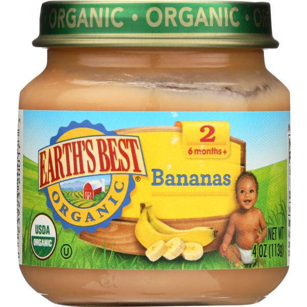 EARTHS BEST: Organic Strained Bananas, 4 oz