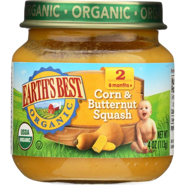 EARTHS BEST: Organic Strained Corn & Butternut Squash, 4 oz