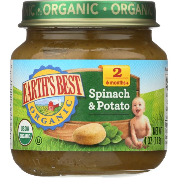 EARTHS BEST: Strained Potato and Spinach Organic, 4 oz
