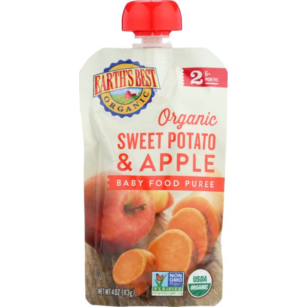 EARTHS BEST: Sweet Potato Apple Baby Food Puree, 4 oz