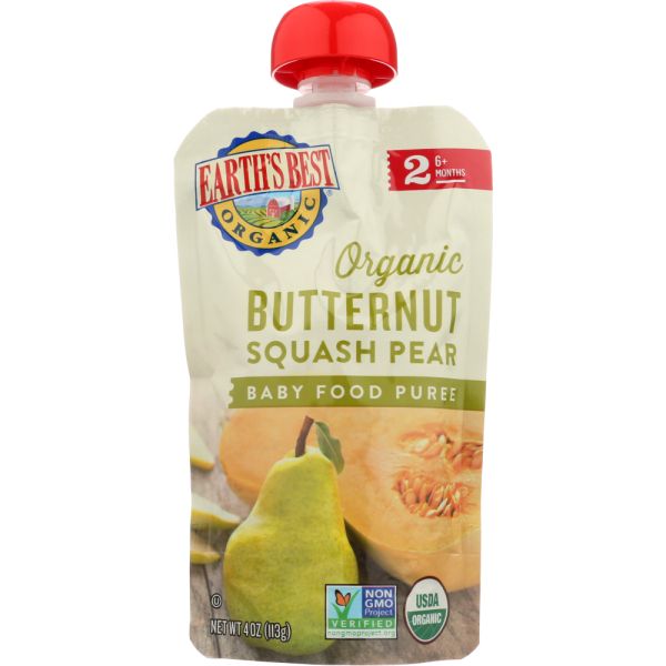 EARTHS BEST: Butternut Squash Pear Baby Food Puree, 4 oz