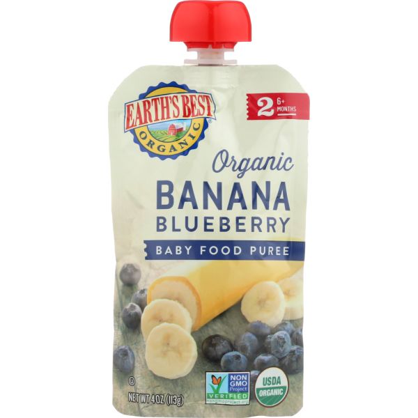 EARTHS BEST: Banana Blueberry Baby Food Puree, 4 oz