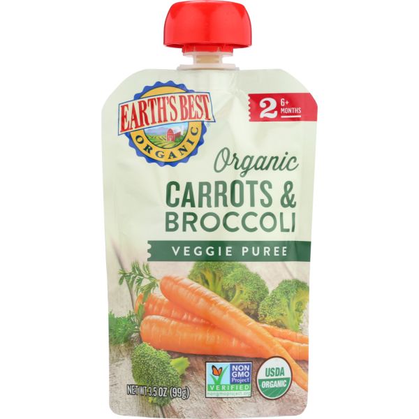 EARTHS BEST: Carrots & Broccoli Veggie Puree, 3.5 oz