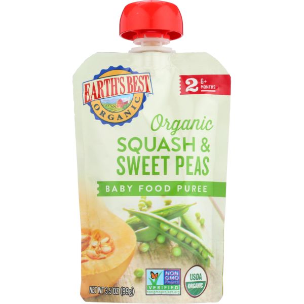EARTHS BEST: Squash & Sweet Peas Veggie Puree, 3.5 oz
