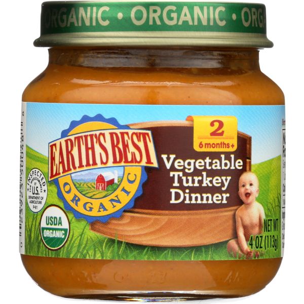 EARTHS BEST: Organic Strained Turkey & Vegetables, 4 oz