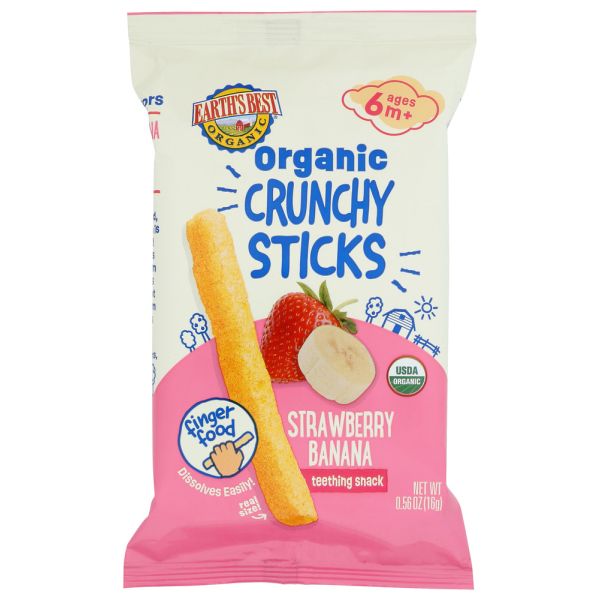 EARTHS BEST: Organic Crunchy Sticks Strawberry Banana, 0.56 oz