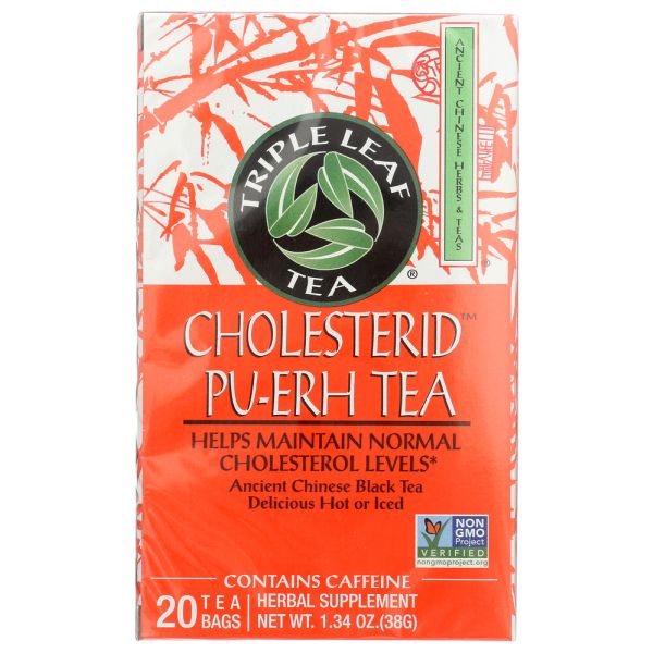 TRIPLE LEAF: Cholesterid Pu-Erh Tea, 20 Tea Bags, 1.34 oz