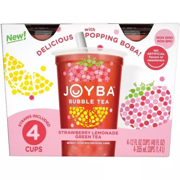 JOYBA: Strawberry Lemonade Green Bubble Tea 4Pack, 48 oz
