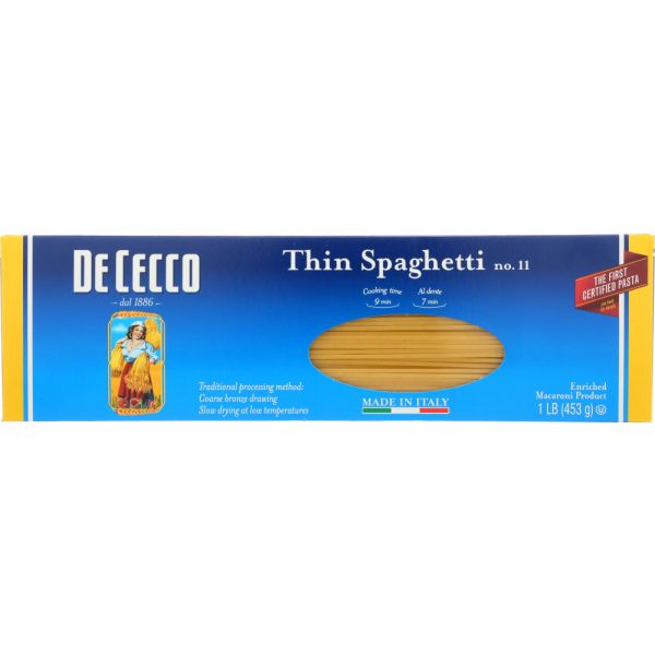 DE CECCO: Pasta Spaghetti Thin, 16 oz