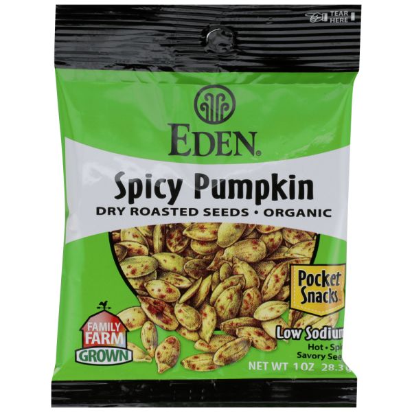 EDEN FOODS: Spicy Pumpkin Seeds Pocket Snacks, Organic, 1 OZ