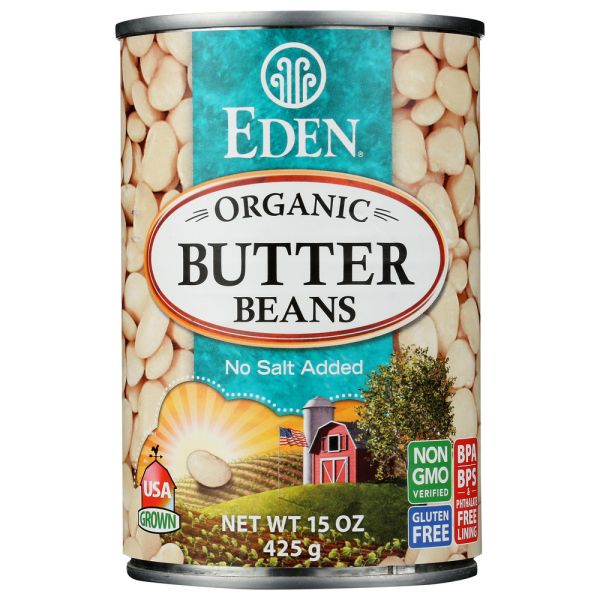 EDEN FOODS: Organic Butter Beans Low Fat, 15 oz