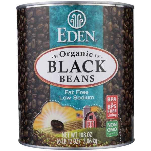 EDEN FOODS: Black Beans Organic, 108 OZ