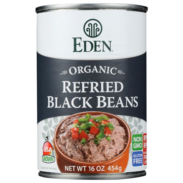 EDEN FOODS: Bean Refried Black Organic, 16 oz