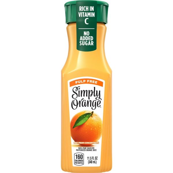 SIMPLY ORANGE: Pulp Free Orange Juice, 340 ml