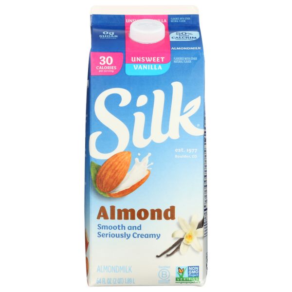 SILK: Vanilla Pure Almond Milk Unsweetened, 64 oz