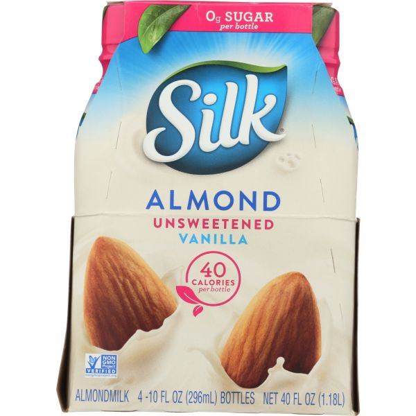 SILK: Milk Almond Unsweetened Vanilla Pack of 4, 40 oz