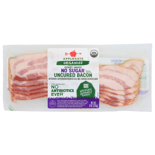 APPLEGATE: Organic No Sugar Uncured Bacon, 8 oz
