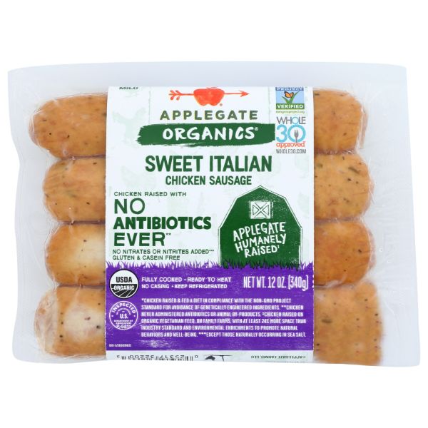 APPLEGATE: Organic Sweet Italian Sausage, 12 oz