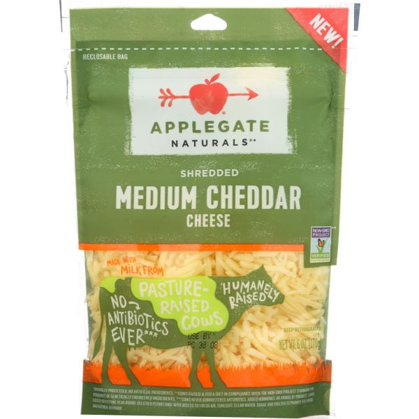 APPLEGATE: Naturals Shredded Medium Cheddar Cheese, 6 oz