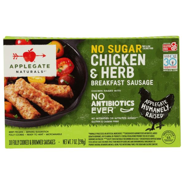 APPLEGATE: No Sugar Chicken and Herb Breakfast Sausage, 7 oz
