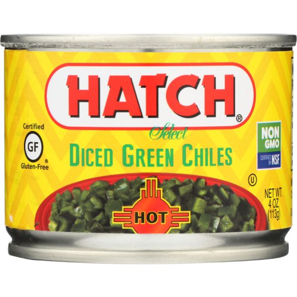HATCH: Diced Hot Green Chilies, 4 oz