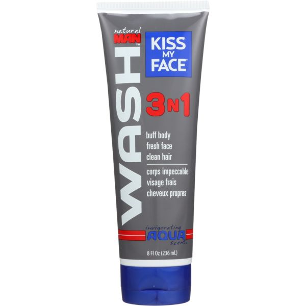 KISS MY FACE: Natural Man Aqua 3 In 1 Body Wash, 8 oz