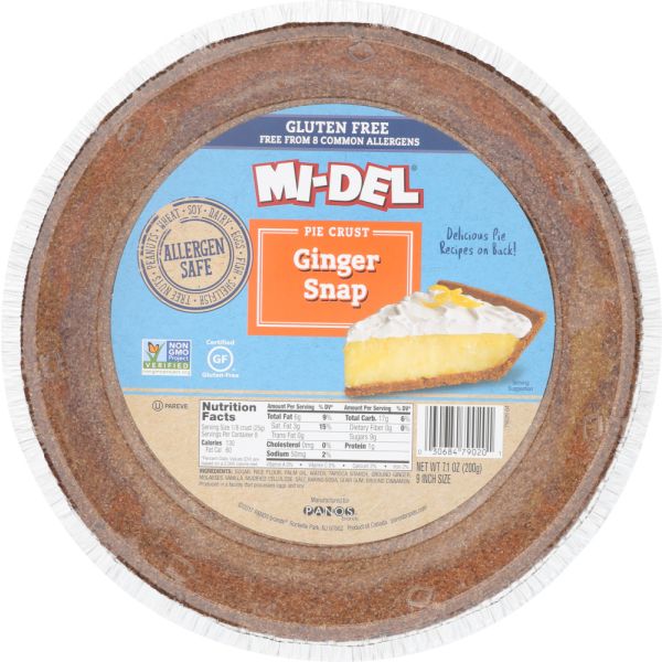 MIDEL: Pie Crust Ginger Snap Gluten Free, 7.1 oz