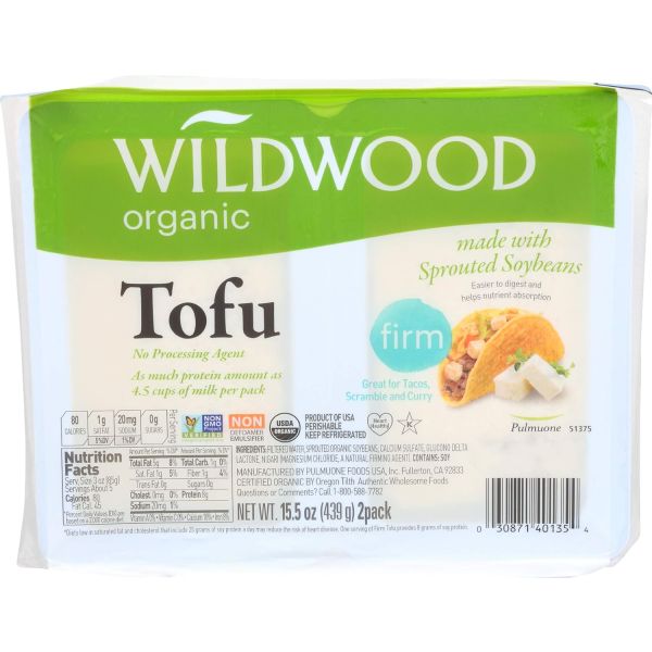 WILDWOOD: Organic Sprouted Firm Tofu 2 Pack, 15.5 oz