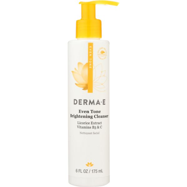 DERMA E: Even Tone Brightening Cleanser Licorice Extract & Vitamin B3, 6 oz