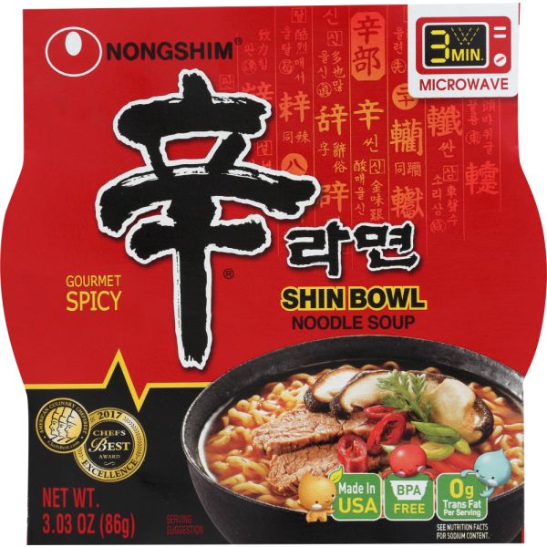 NONG SHIM: Soup Bowl Noodle Shin Gourmet, 3.3 oz