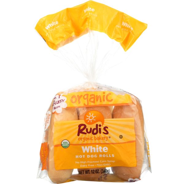 RUDIS: Organic White Hot Dog Rolls, 12 oz