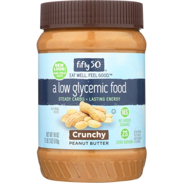 FIFTY 50: Peanut Butter Crunchy No Sugar, 18 oz